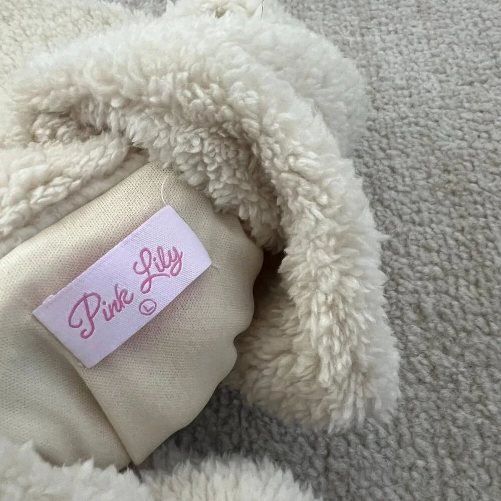 Pink Lily Faux Fur Zip Up Popover Jacket L